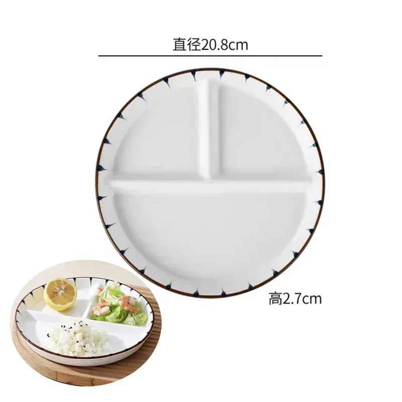 Divider Plate Ceramic Dish Serving Platter Children Tableware
