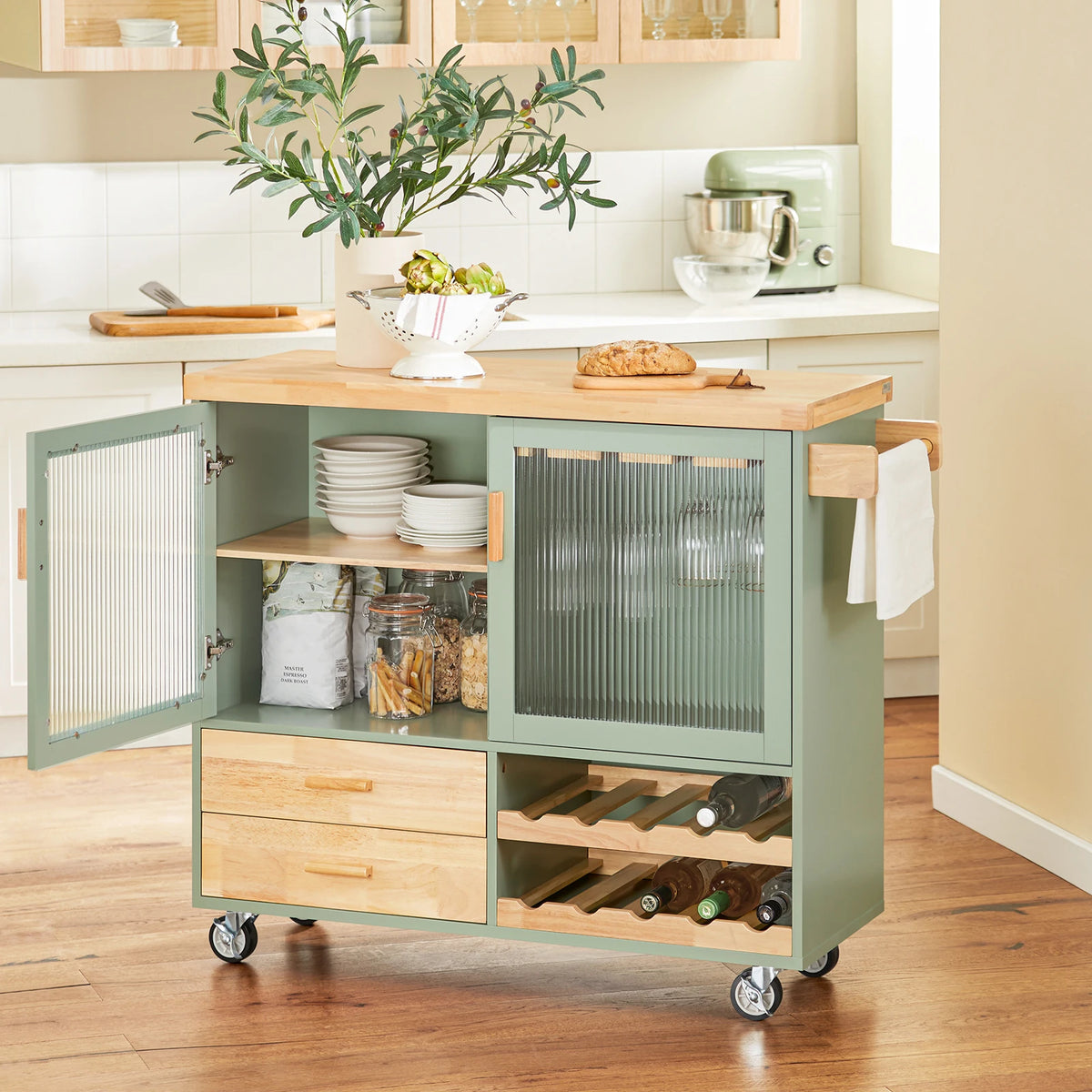 Sobuy Fkw114 Trolley Wine Glass Holder Bottle Holder