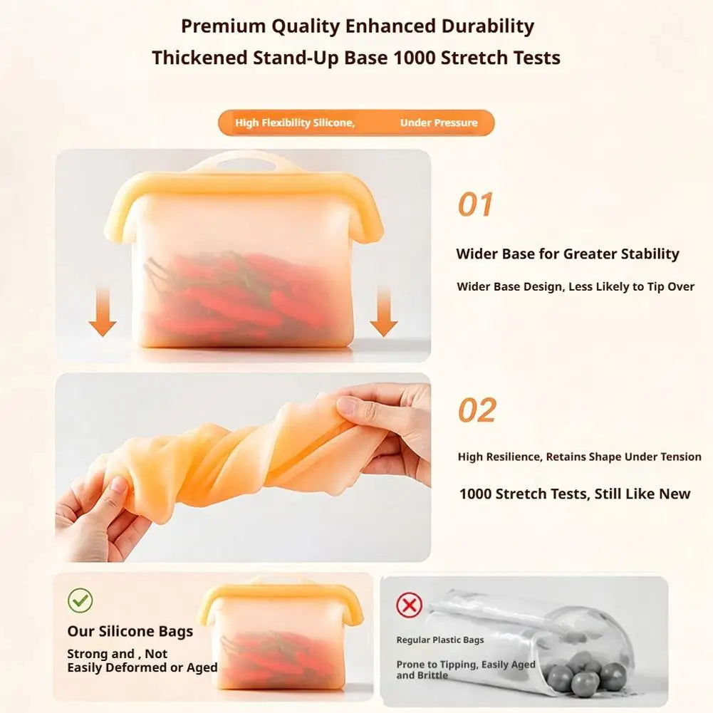 Reusable Food Storage Bag Leakproof Freezer Zip Bag