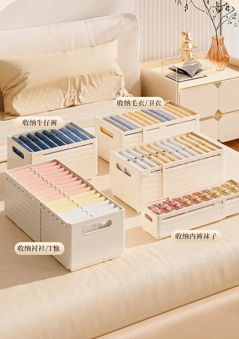 Adjustable Clothes Storage Box Closet Organizer Categorized