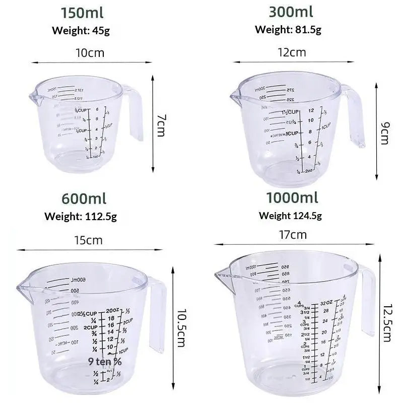 150/300/600/1000ml Baking Liquid Measuring Cups Scale Cup Plastic