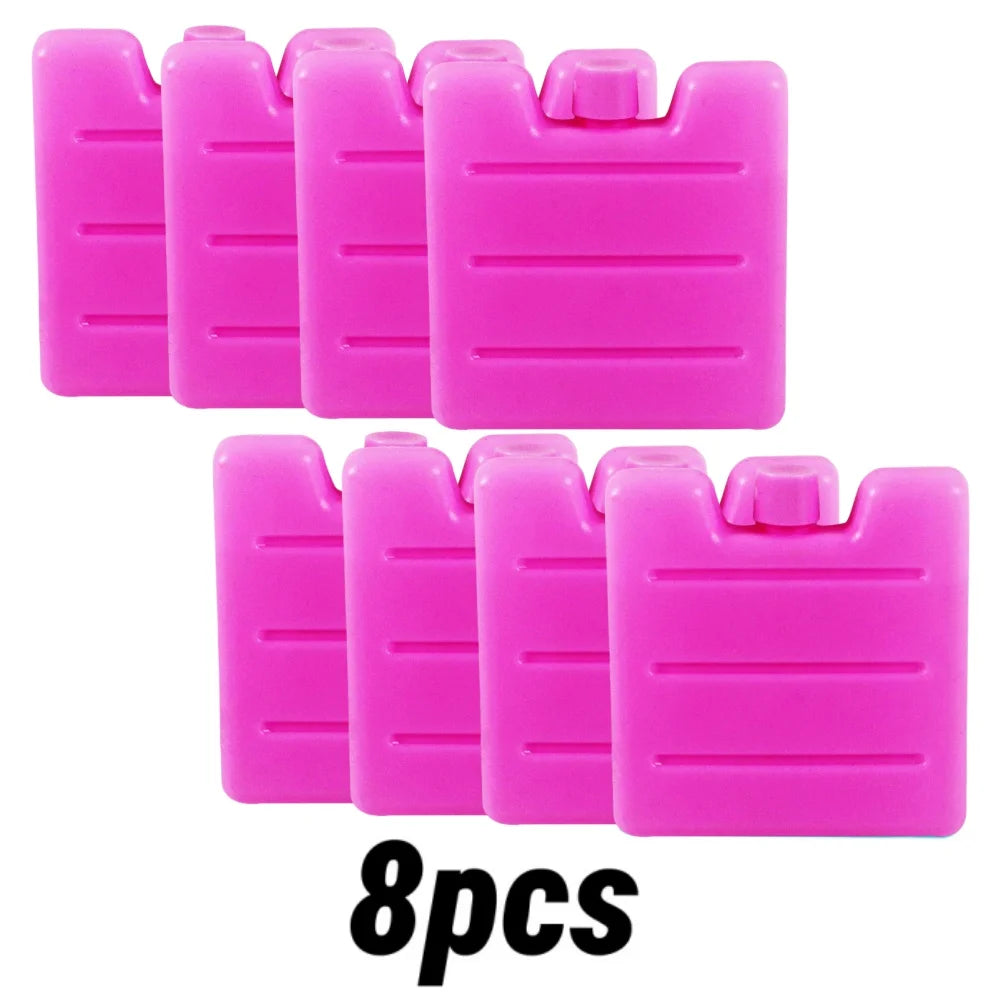 1/8pc Reusable Gel Ice Blocks Cooler Bag Stackable