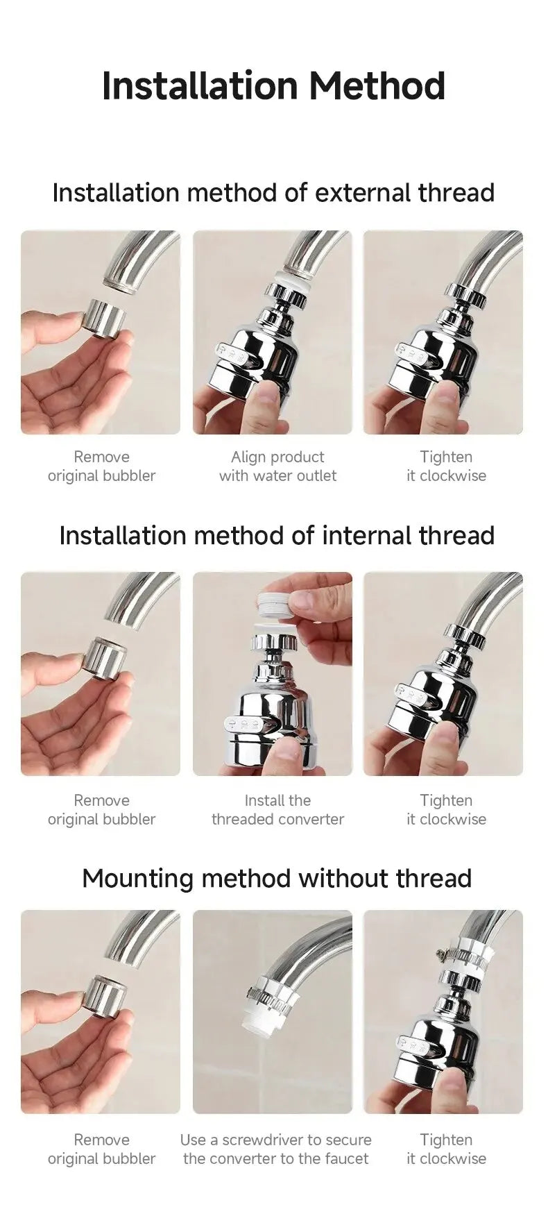 Modes Universal Faucet Extenders Adapter 360 Rotation Filter