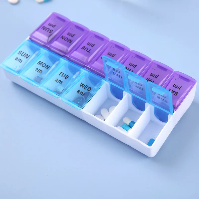 Travel Pill Organizer 7-Day Compartmented Storage Box 14