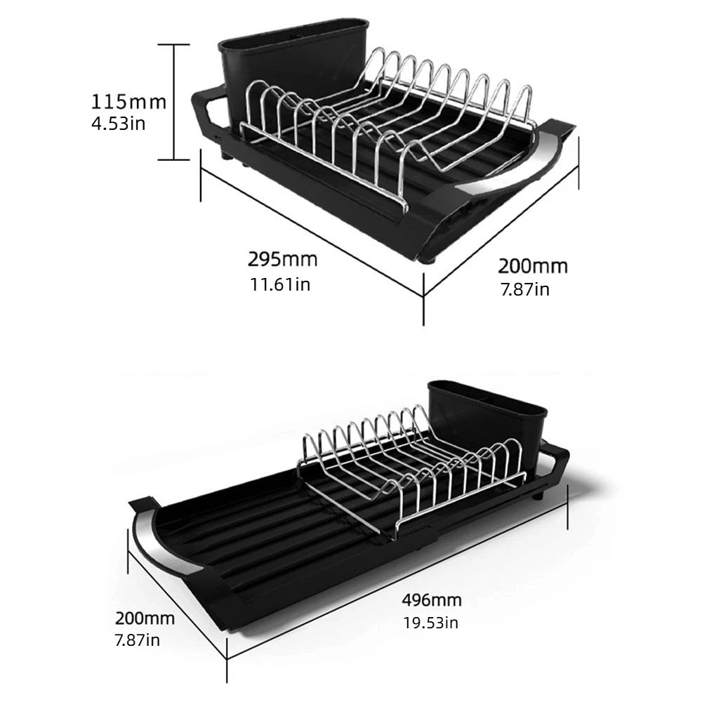 Extendable Dish Drying Rack Large Capacity Space Saving