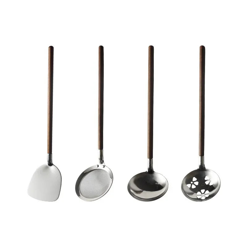 Japanese Wooden Handle Soup Spoon 304 Stainless Steel