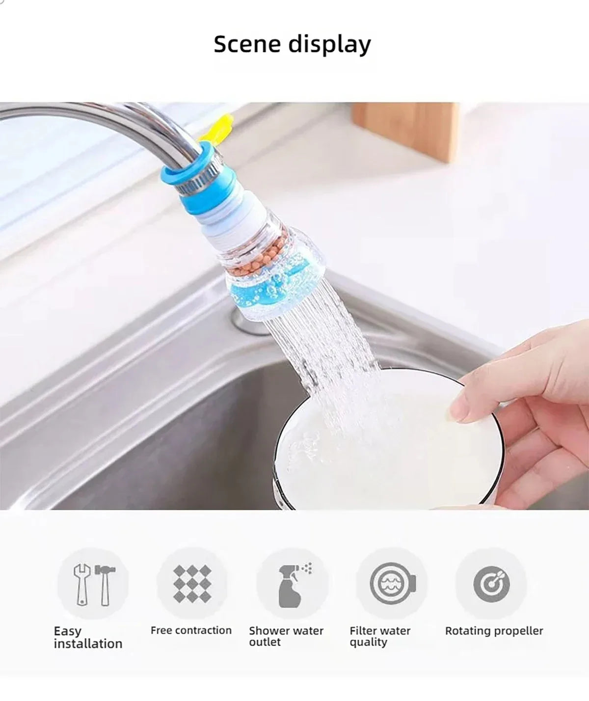 Universal 360 Rotation Faucet Bubbler Swivel Water Saving