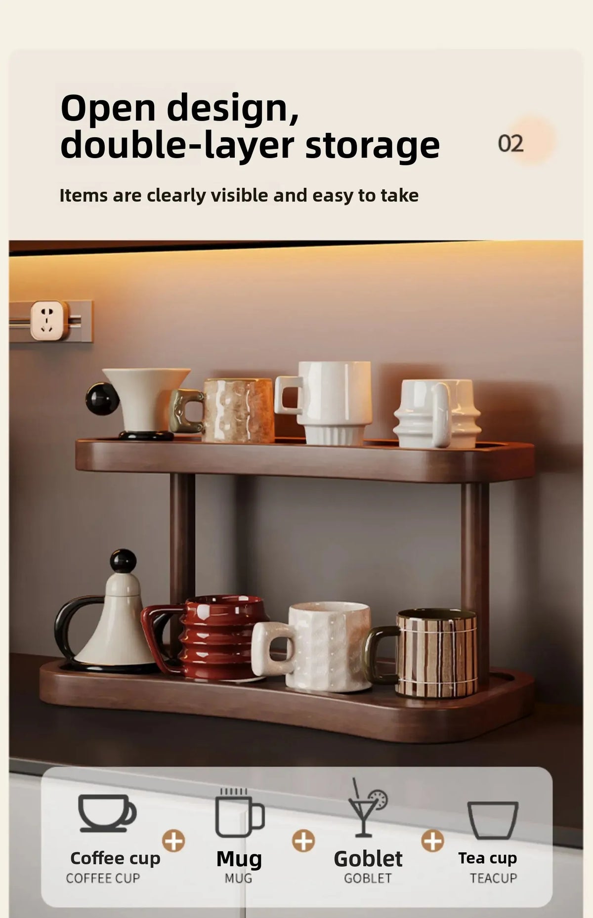 Countertop Water Cup Organizer Cabinet Cup Storage Rack