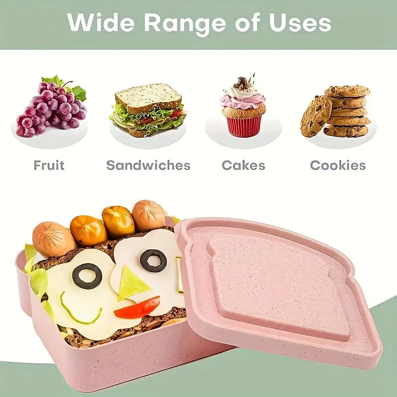 1/3pcs Reusable Bento Sandwich Box Lid Microwave Safe