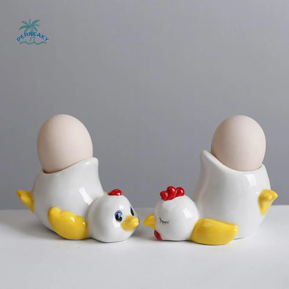 Ceramic Chicken Egg Cup Holders Funny Animal Creative