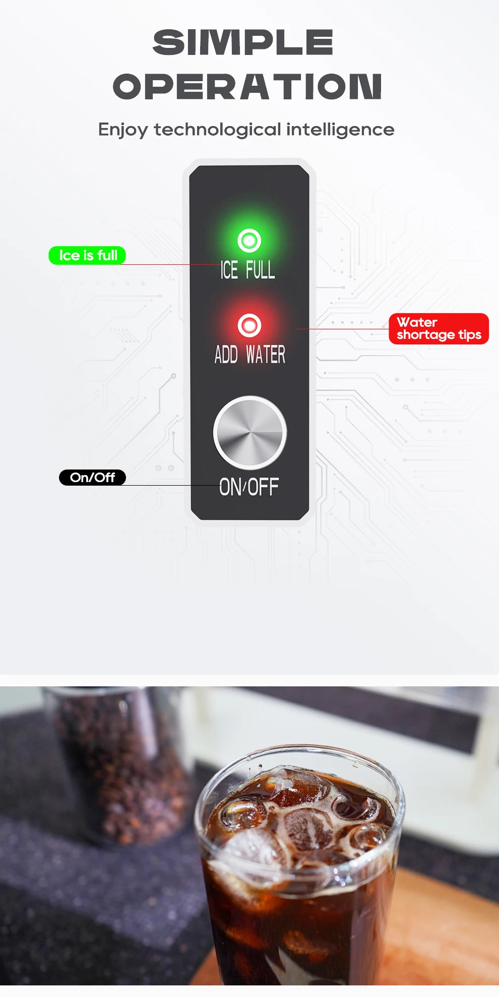 Hibrew Ice Maker Machine Automatic Ice Maker Self-Cleaning