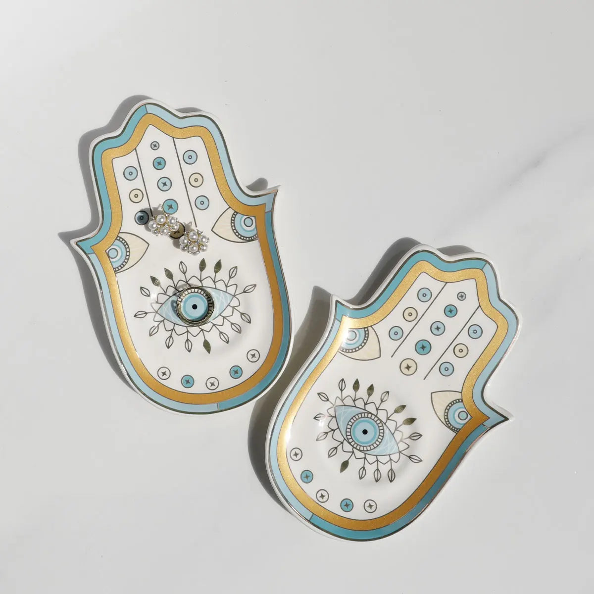 Ceramic Dish Coffee Cup Tray Decorative Hamsa Hand