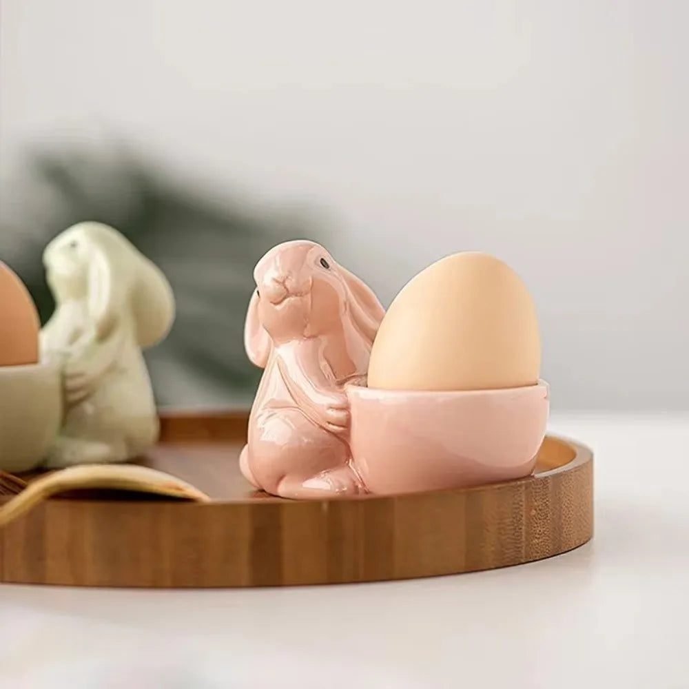 Ceramic Egg Cup Creative Egg Organizer Rabbit Egg