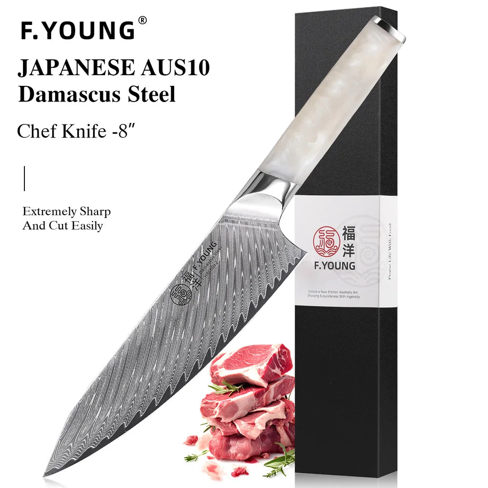 Young Japanese Chef Knife Damascus Steel Professional Knives