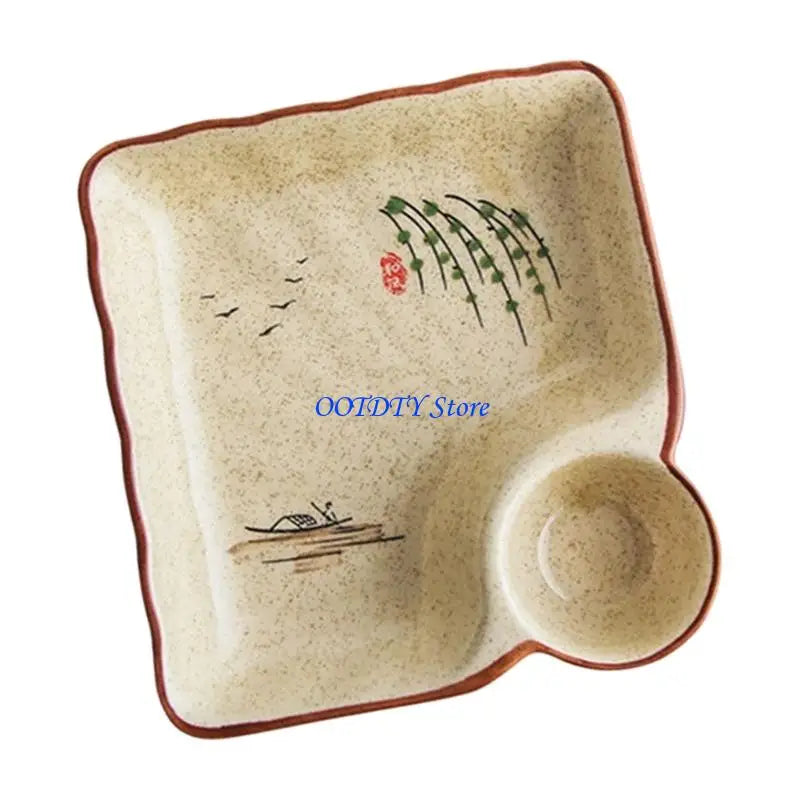 367a Square Ceramic Plate Including Hand Painted Vinegar