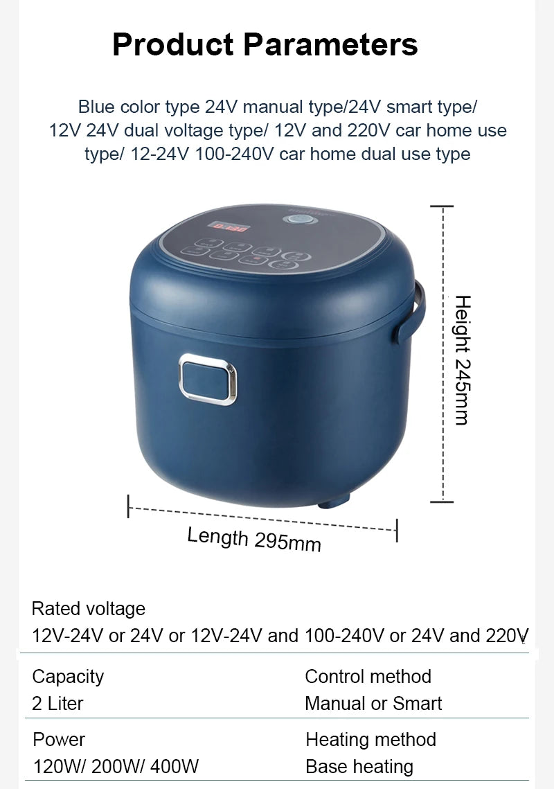 12v/24v Electric Pressure Cooking Pot Car Truck Smart