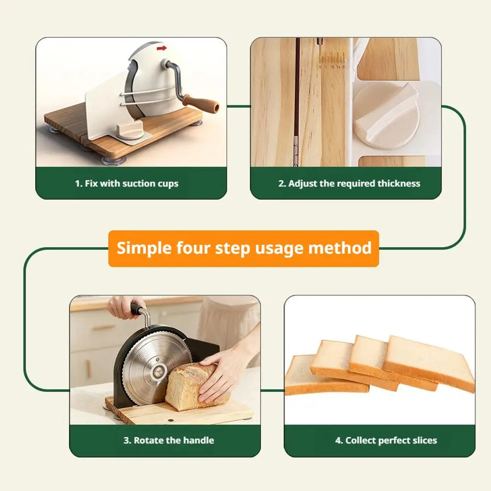Hand Crank Bread Slicer 5-20mm Adjustable Thickness -