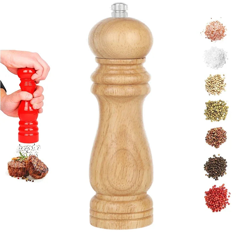 Salt Pepper Grinder Solid Wood Spice Pepper Mill