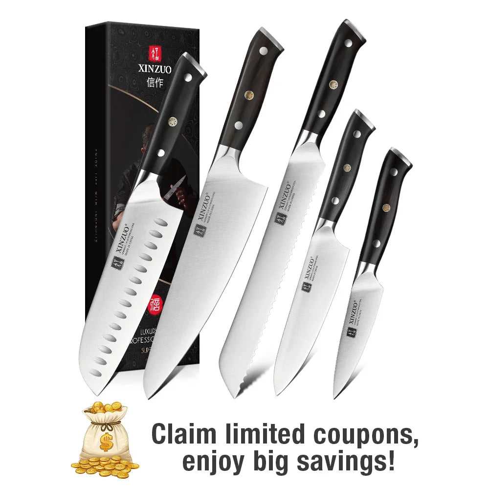 Xinzuo 1-5pcs Stainless Steel Knives Germany 4116 Steel