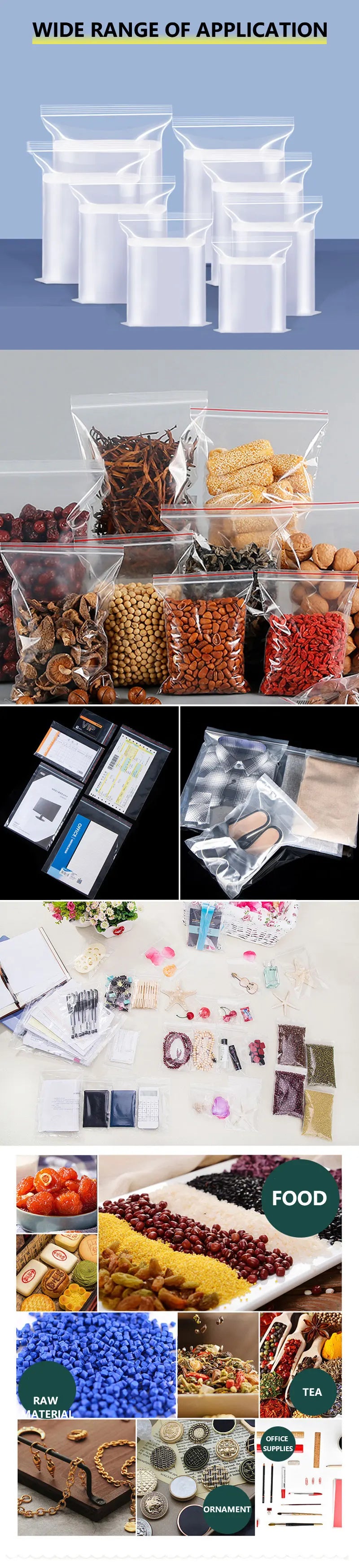 100pcs Thicken Zipper Sealed Bags Clear Plastic Storage