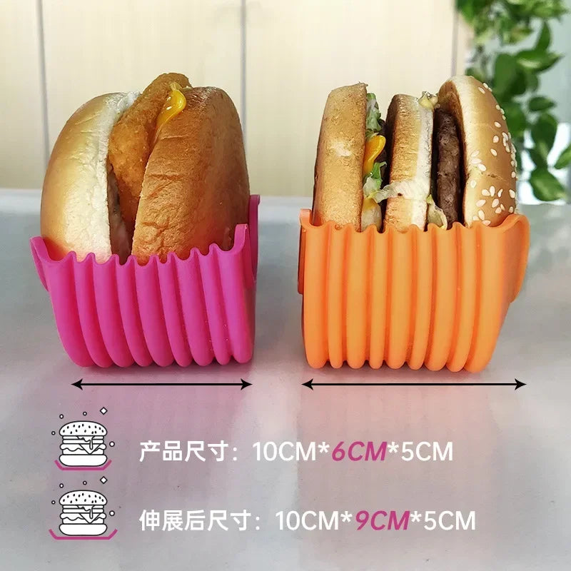 1-4pcs Reusable Burger Rack Useful Silicone Frame Burger