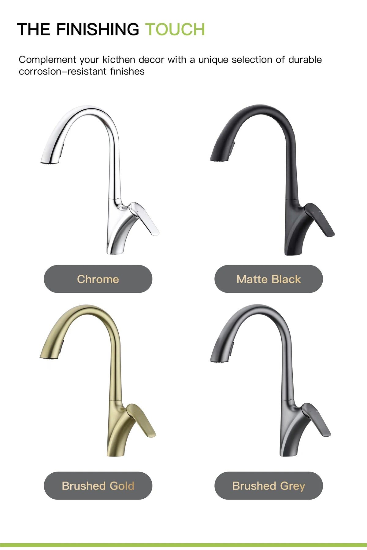 Luxury Brushed Gold Brass Faucet Pull-Out Design 2-Function
