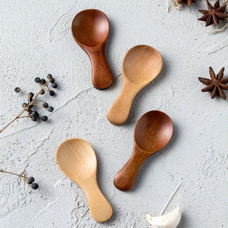 4pcs Mini Wooden Spoons Small Spice Condiment Spoon