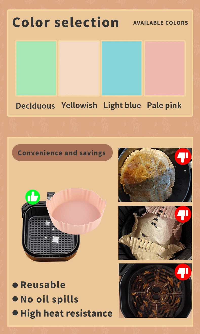 17cm Reusable Airfryer Pan Liner Silicone Air Fryers