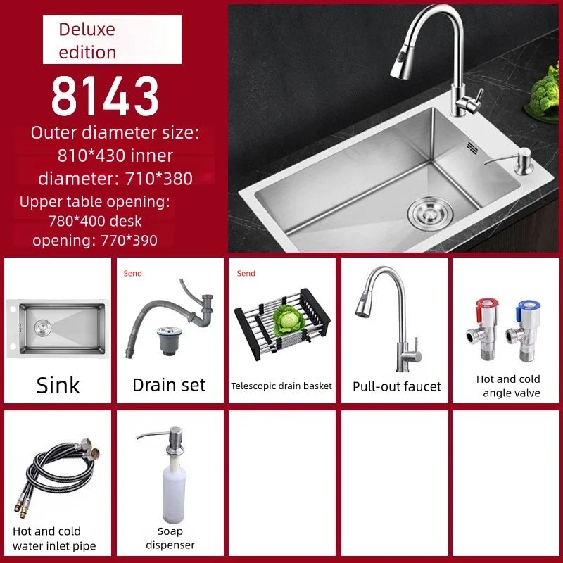 Stainless Steel Sink Narrow Long Model Side Hole