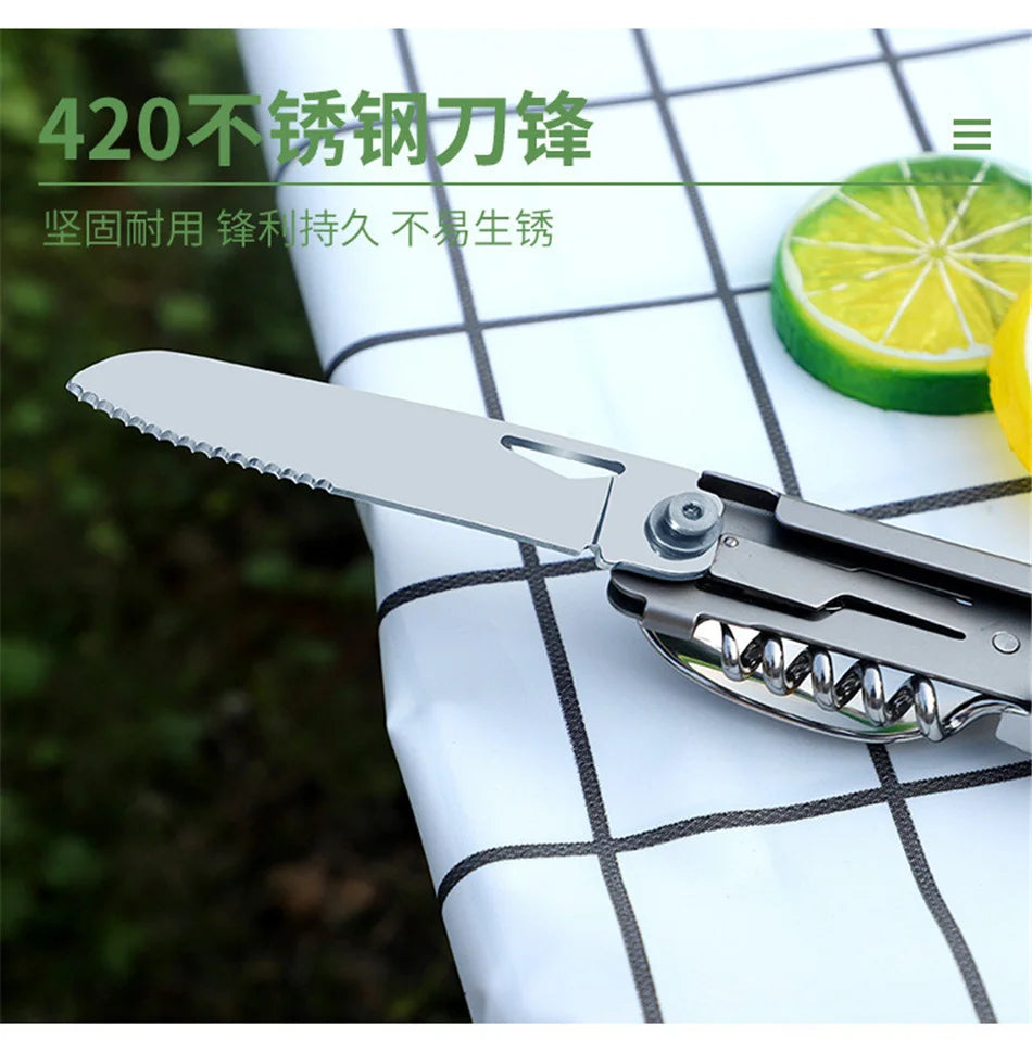 Multi-Function Camping Fork Spoon Foldable Knife Fork Spoon