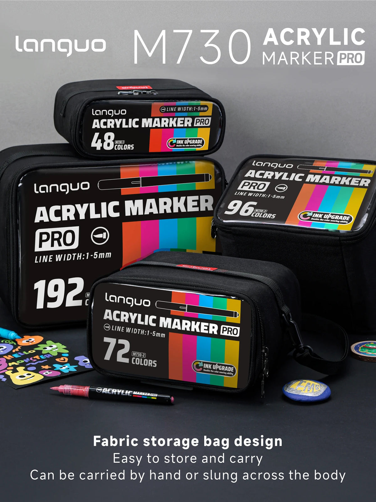 Languo Acrylic Marker Pro 48/72/96/192 Colors 1-5mm Brush