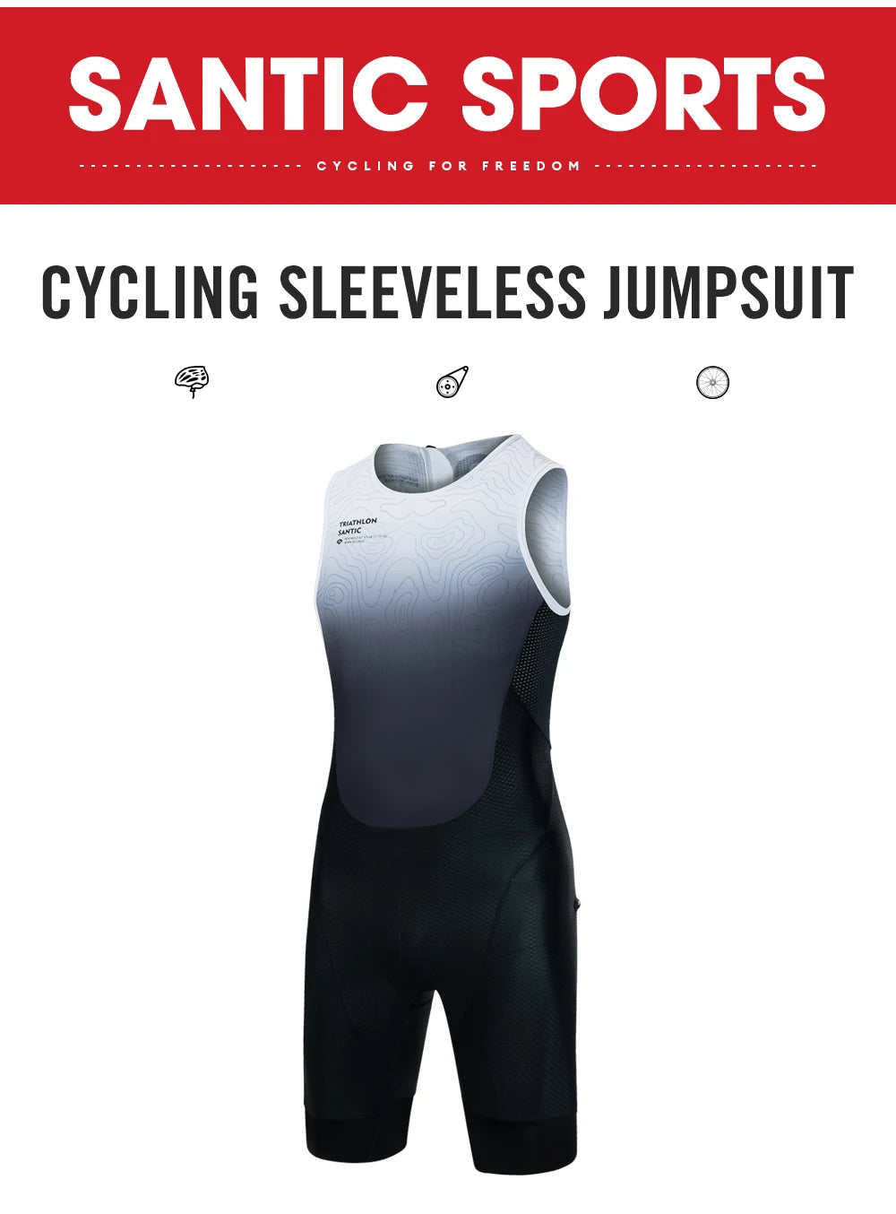Santic Men Triathlon Cycling Suits Sleeveless Sponge Padded