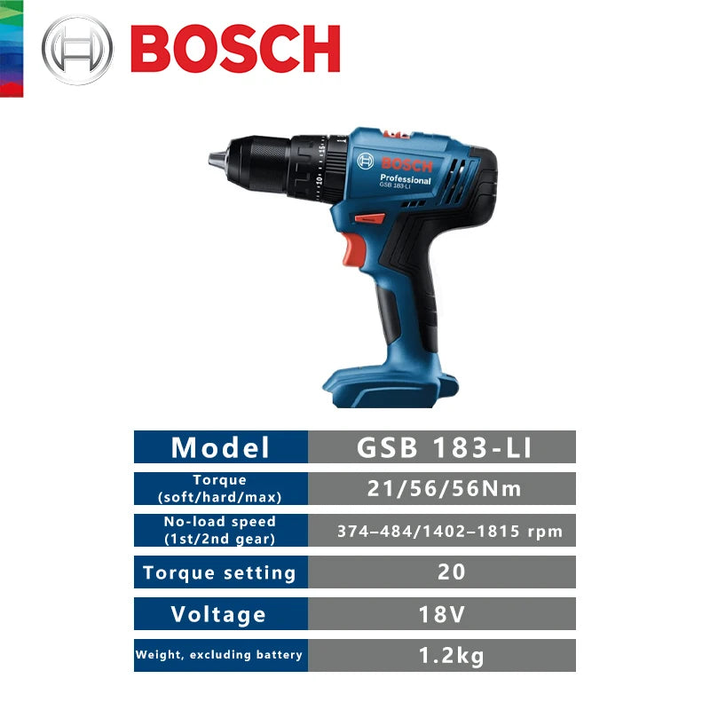 Bosch Electric Drill Gsb 183 Screwdriver Cordless Brush