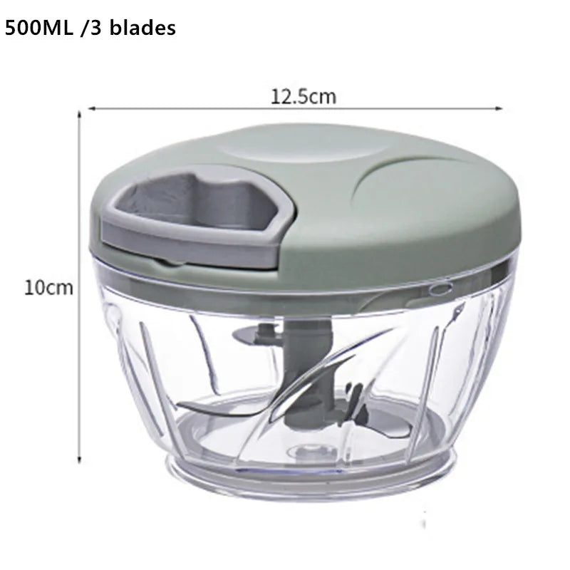 500/900ml Meat Mincer Garlic Chopper Hand Pull Press