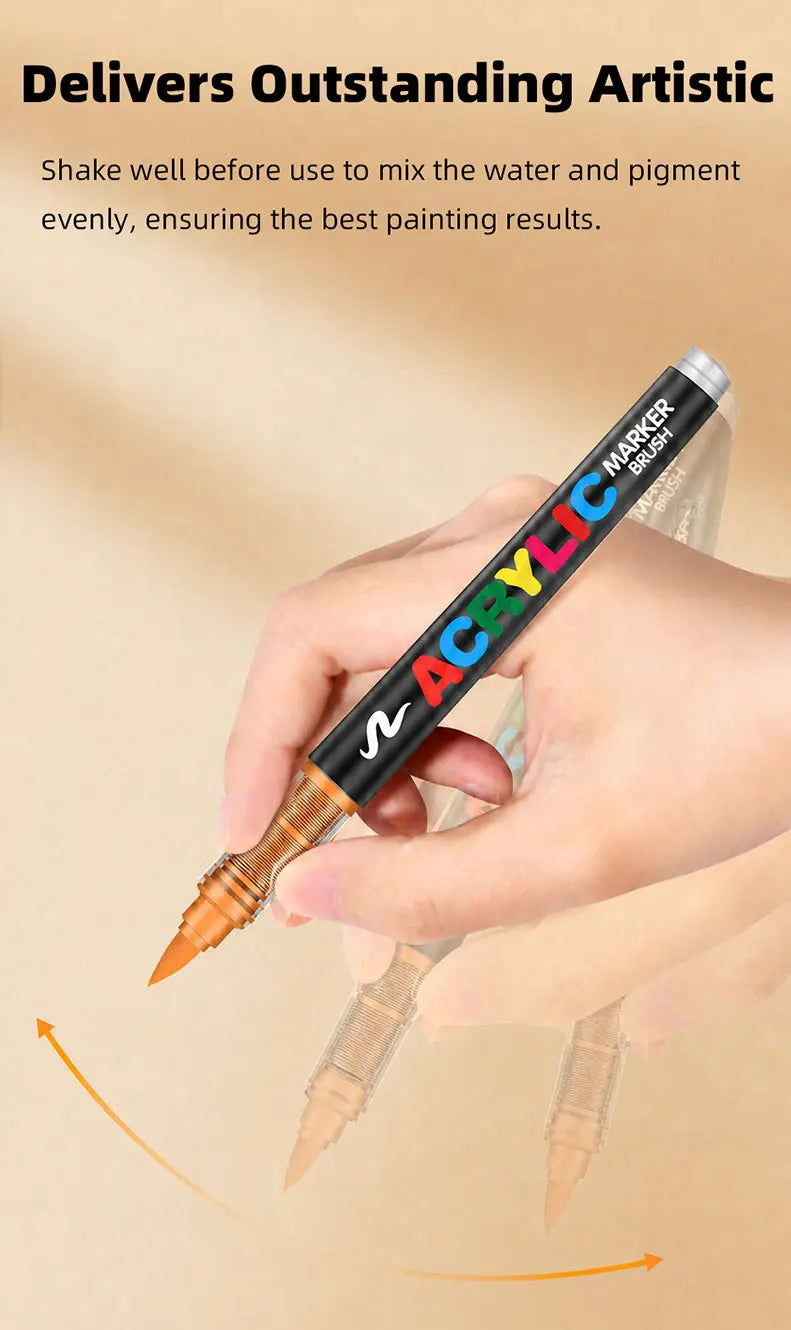 12-418 Colors Acrylic Marker Washable Markers Brush Tip