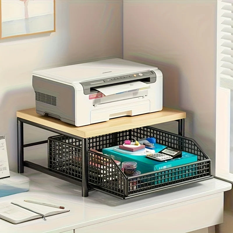 Space-Saving Countertop Organizer Drawer & Wire Basket -
