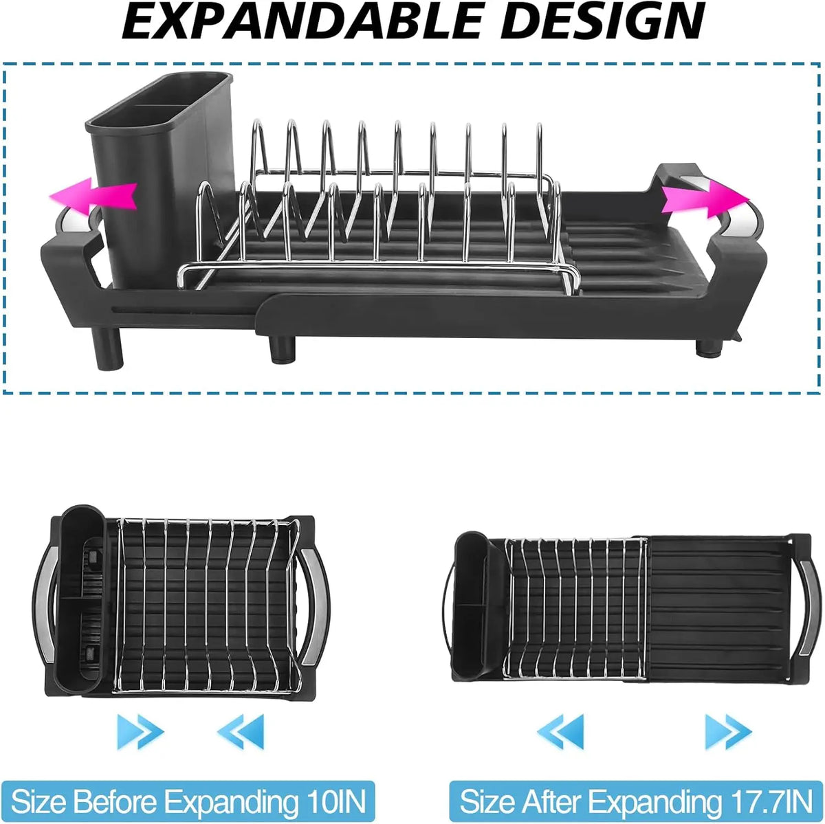 Expandable Dish Drying Rack Dish Racks Counter Adjustable