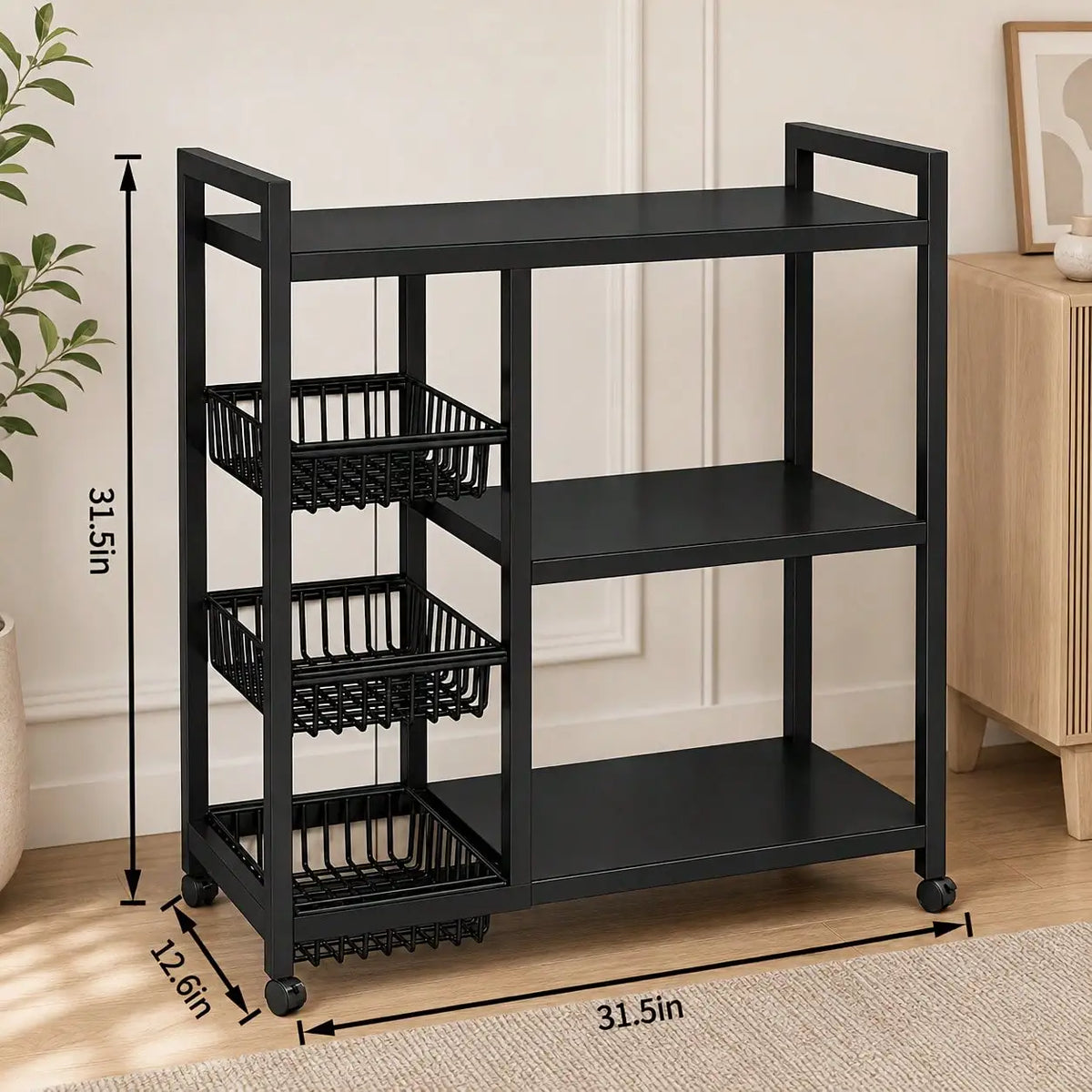 Mobile Storage Rack Adjustable 4-Tier Shelving Unit Wire