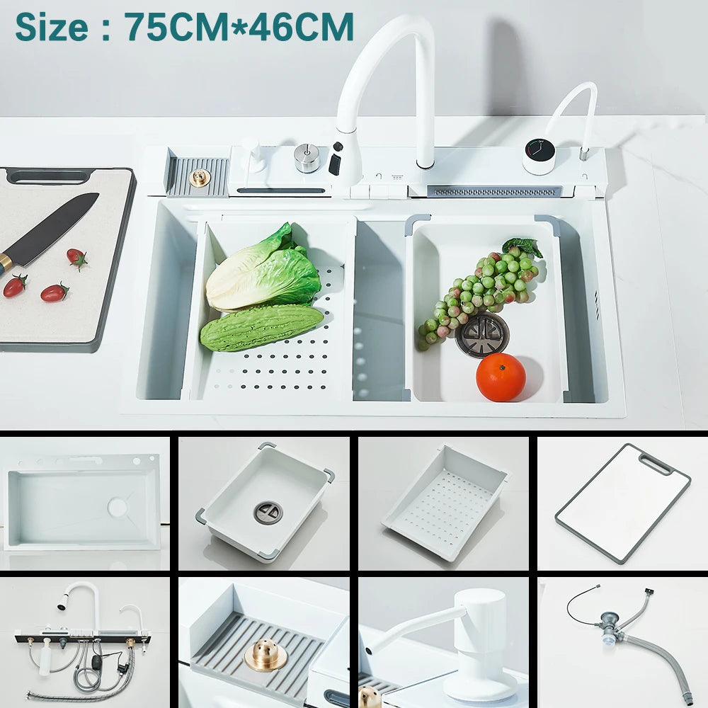 304 Stainless Steel Waterfall Sink Digital Display Large