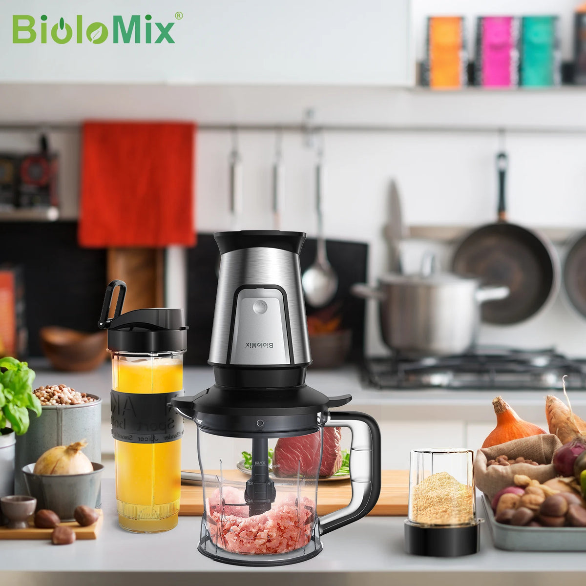 Biolomix 3-In-1 Food Processor 700w Juicer Blender Personal