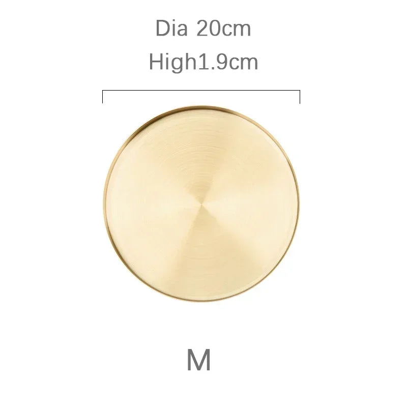 Decor Golden Storage Tray Round Jewelry Desktop Display