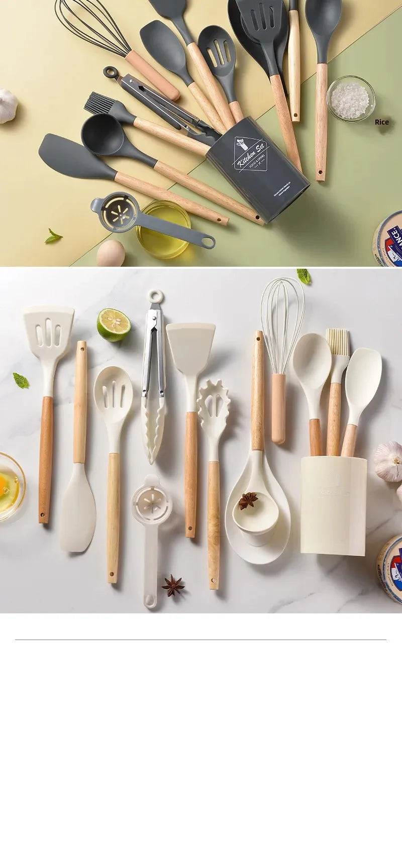 12pcs Silicone Utensils Non-Stick Cookware Spatula Shovel Egg