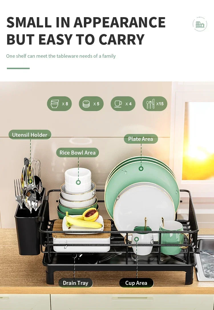 Dish Drying Rack Cutlery Rack Drain Tray Drip