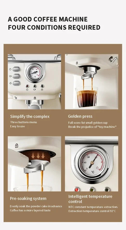 220v Italian Espresso Coffee Machine Stainless Steel Coffee