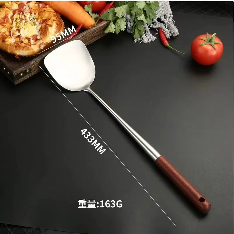 4/2pcs Long Handle Stainless Steel Wok Spatula Slotted