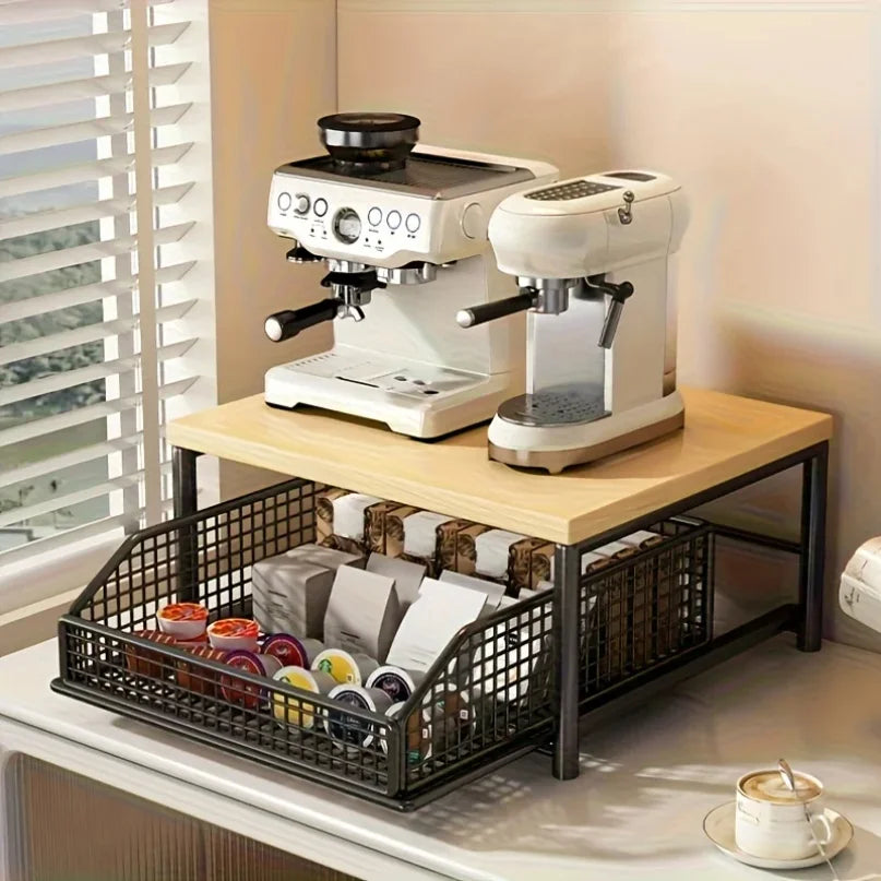 Space-Saving Countertop Organizer Drawer & Wire Basket -