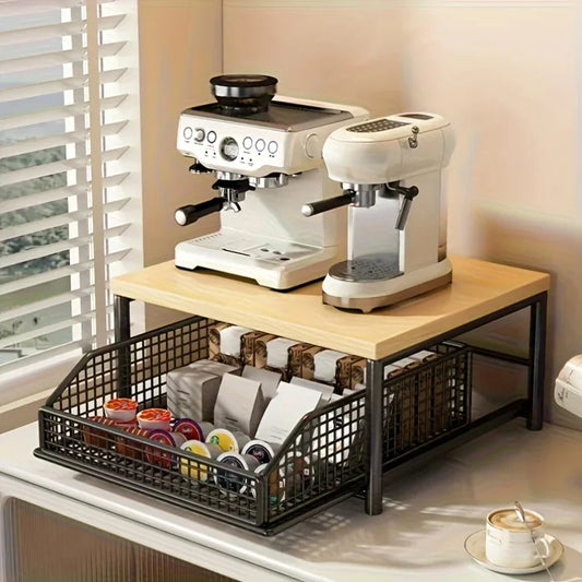 Space-Saving Countertop Organizer Drawer & Wire Basket -