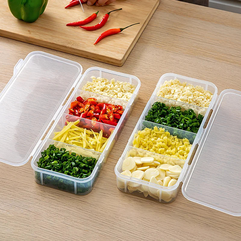 Grid Divided Food Storage Box Stackable Fridge Storage
