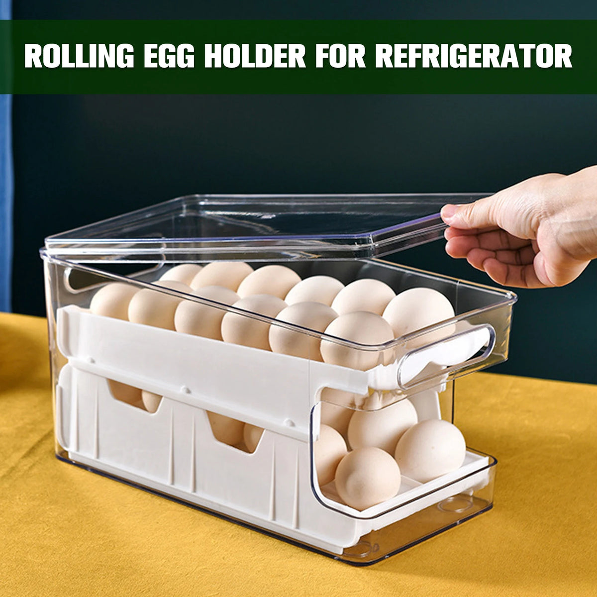 Auto Rolling Egg Holder Refrigerator 2-Layer 24 Egg