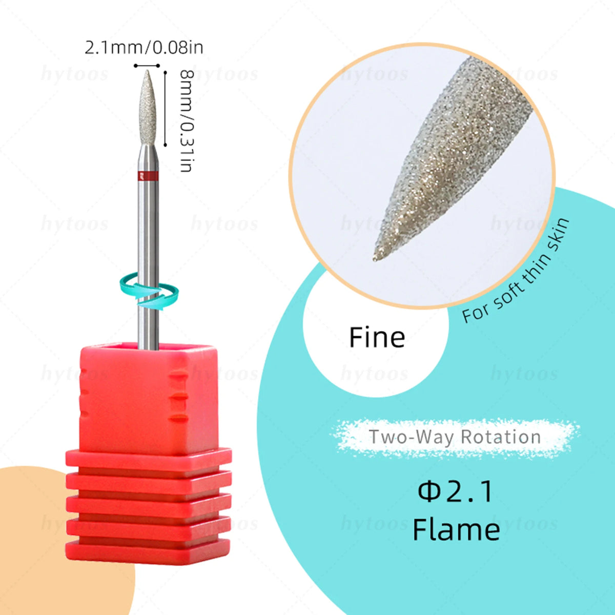 Hytoos Flame Cuticle Clean Diamond Nail Drill Bits